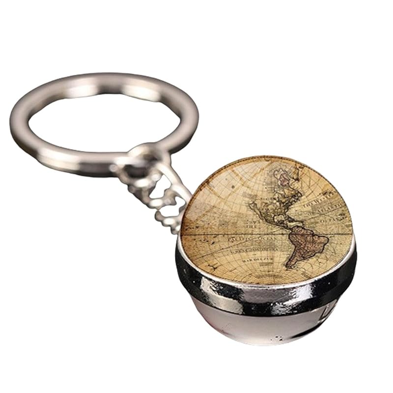 

[ALOHAMONI] planet key ring earth month solar planet universe galaxy world map globe vintage night light Luminous shine ball type key chain key ring