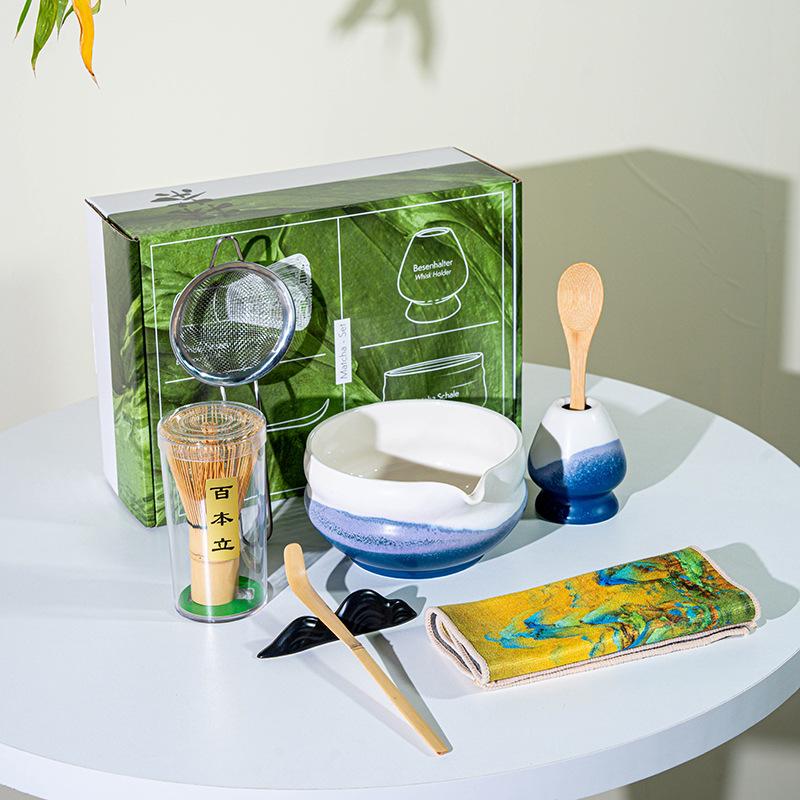 4/8PCS Japanese Matcha Blender Set with Bamboo Whisk Matcha Brush Teaspoon Kiln for Beverage Shop Tea-Making Tools