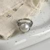 Retro Pärlristad Unisex Ring - Åldrad Nischad Kinesisk Stil, Trendig och Modeinriktad