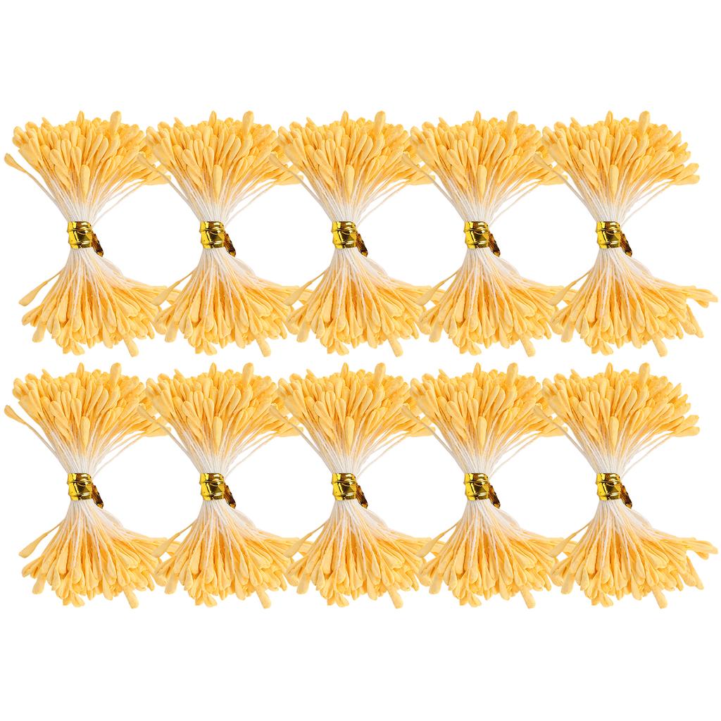 900Pcs Artificial Stamen Gypsum Orange Color Double End Simulation Bouquet Make Accessories(3mm(13#) )