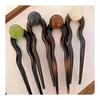 vipmofan Wavy Line Marble Translucent Acetate U Pin Set of 4 Colors Elegant Hair Bun Stick Commute Casual Cheongsam Women Hair Accessories Gift