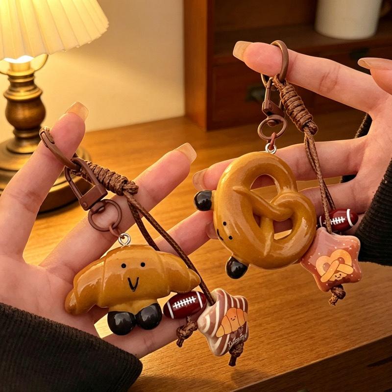 Niedlicher Brot-Schlüsselanhänger mit Schlaufe Strapazierfähiger Schlüsselring Handtaschen-Schmuck Einzigartiges Geschenk für Kuchen- und Gebäckliebhaber