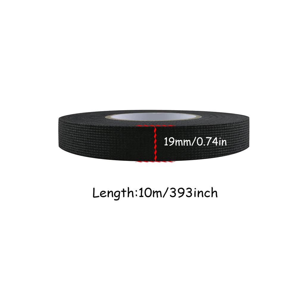10/15M 9/15/19/25mm Heat-resistant Adhesive Cloth Fabric Tape For Automotive Cable Tape Harness Wiring Loom Electrical Heat Tape