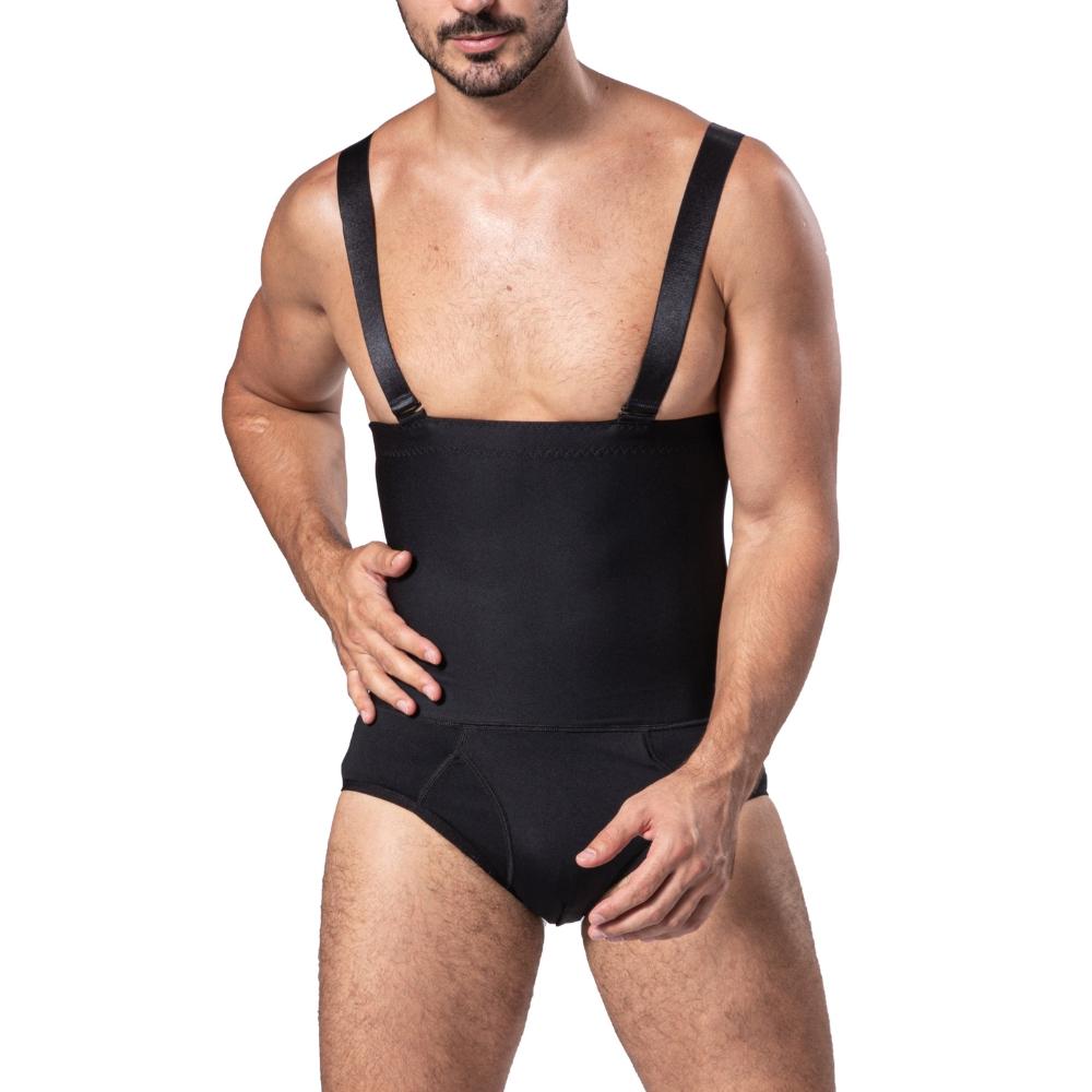 SYPNK03 High Waist Mens Shapewear Compression Tummy Control Briefs With Anti Rolling Suspenders