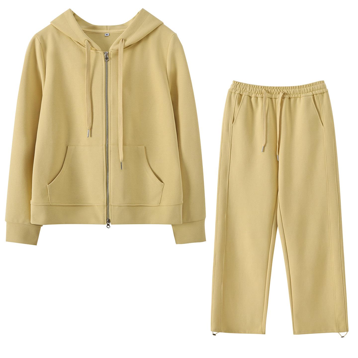 

2026 Spring Women s Stylish Sportswear Set: Sweet & Casual Two-Piece with Age-Reducing Wide-Leg Pants 4XL (95.5-110 kg) жёлтый