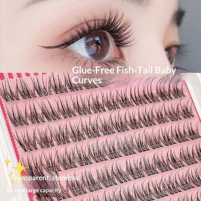 Sessile Glue-free Fish Tail False Eyelashes Grafting Mother Natural Simulation Segmented Single Cluster