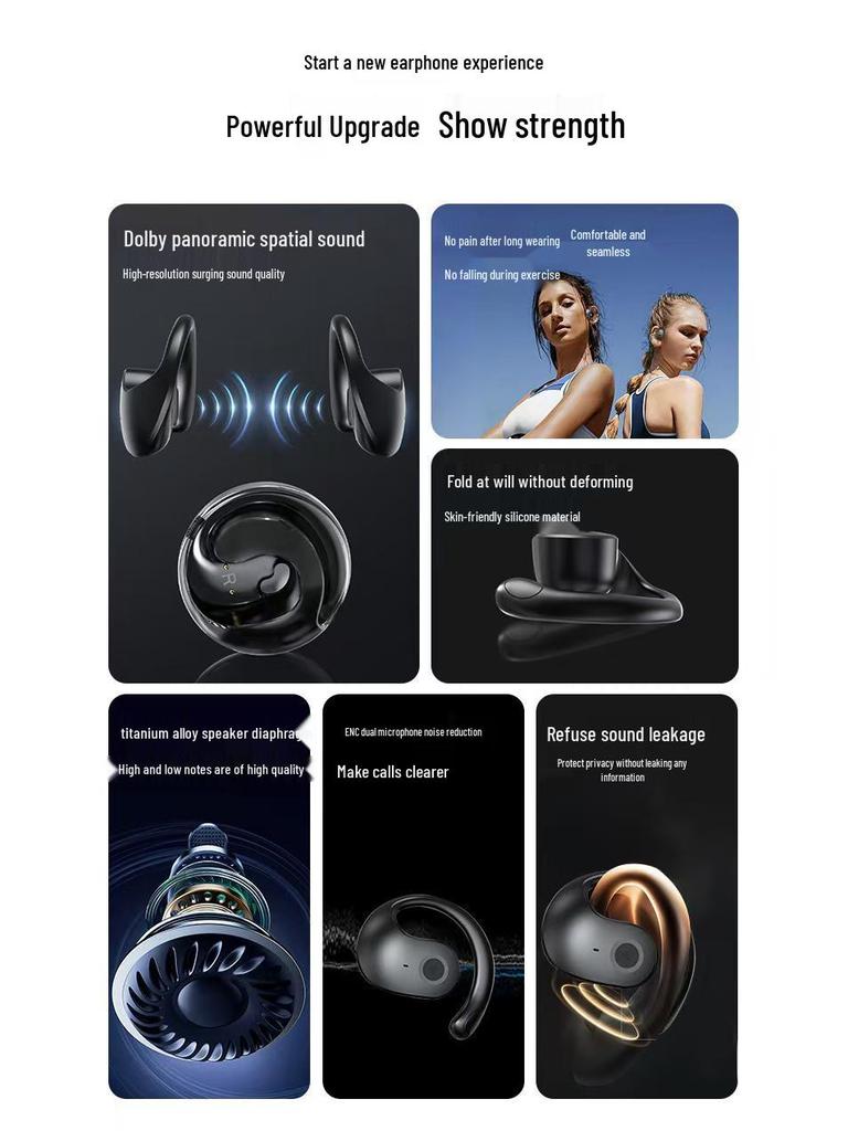 Little Coconut Ball TWS Ear-Hook Bluetooth Earbuds: Wireless, Noise-Cancelling, Long Battery Life for Sports