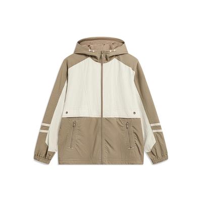 Li Ning Color Block Water Resistant Loose Fit Sports Jacket Men Jacket Fog-Khaki Light-Chestnut-Brown AFDT637-3