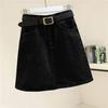 Black & Gray High-Waist A-Line Denim Mini Skirt - Korean Style, Summer Trend