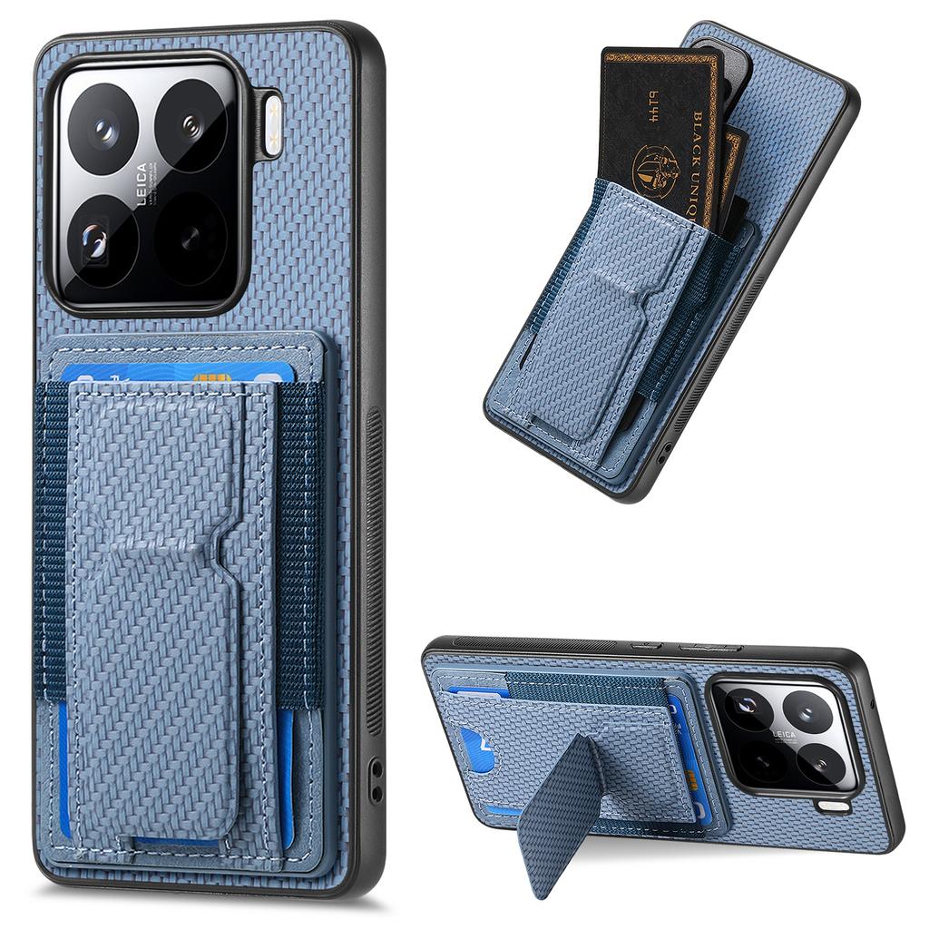 Pro Xiaomi 15 Pouzdro Stojánek Držák na karty Kožený zadní kryt