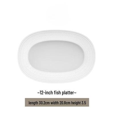 Wujo French Embossed 12-inch Bone China Fish Plate