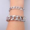 2pcs/set Stainless Steel Cuban Chain Bracelet Black Gold Solid Chain Personalized Unisex Wrist Jewelry Gift