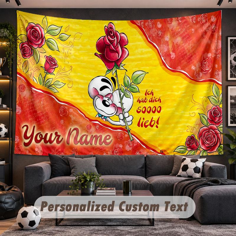 Wall Hanging Tapestry Custom NameDiddl Pattern Personalized Printed Fabric Wall Decor