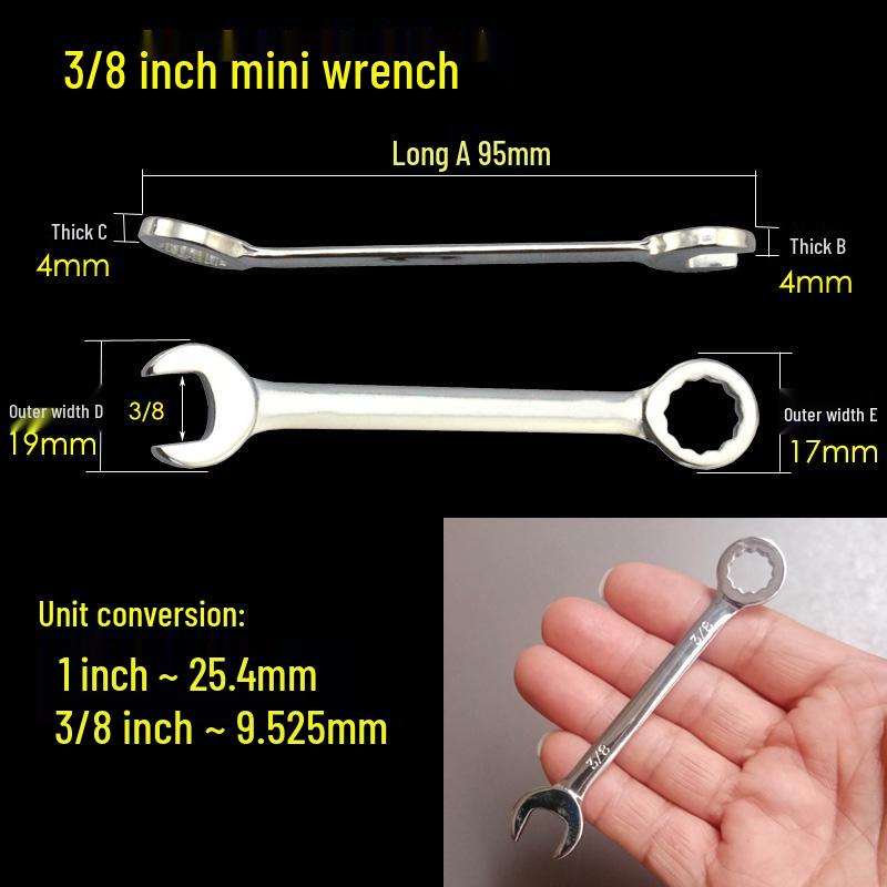 Mini Metric & Imperial Wrench Set 4-11mm Box/Open End