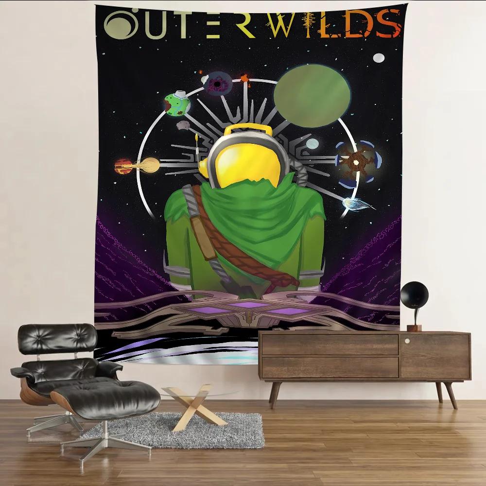 1 Outer Wilds Map Tapestry 2D Flat Print SciFi Home Decor Gamer Room Wall Hanging Practical Eye Catching Durable Fun Functional