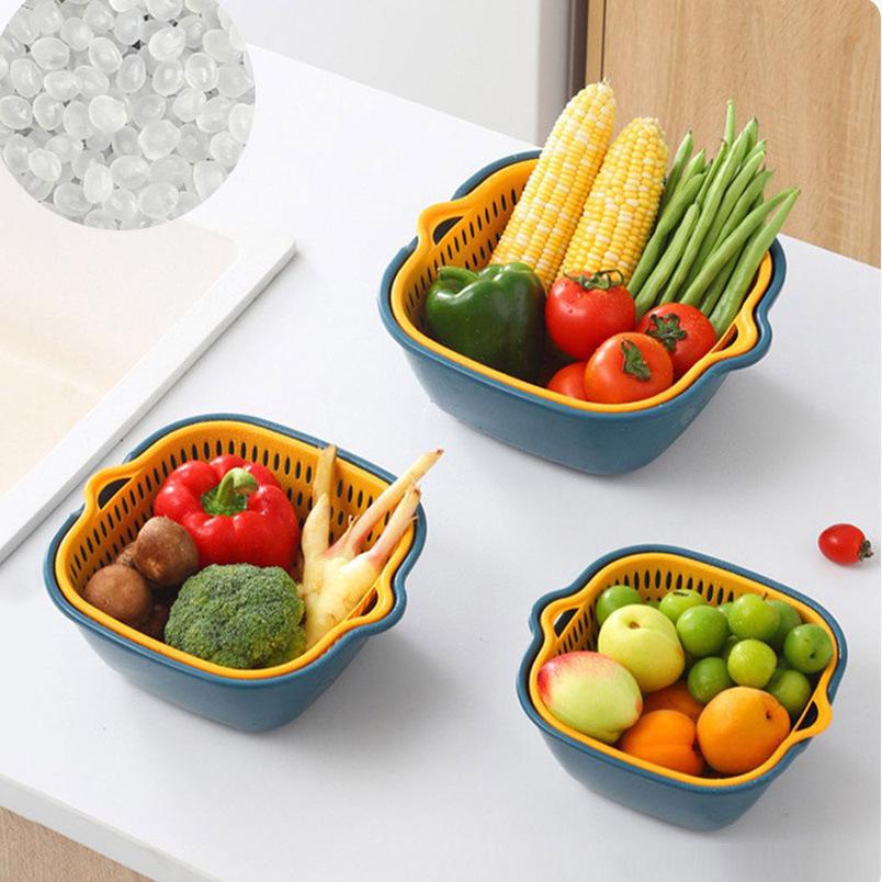 Multi-functional Double-layer Drain Basket Set for Washing Vegetables and Fruits - Available In Six or Eight Pieces for Kitchen or Living Room Use.
