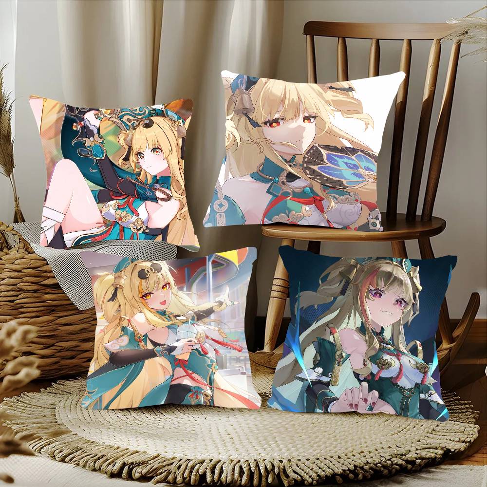 Songque Animated Game H-Honkai Impact 3rd Pillow Case Fashion Square Pillowcase Bedroom Sofa Room Ins Decoration Leisure