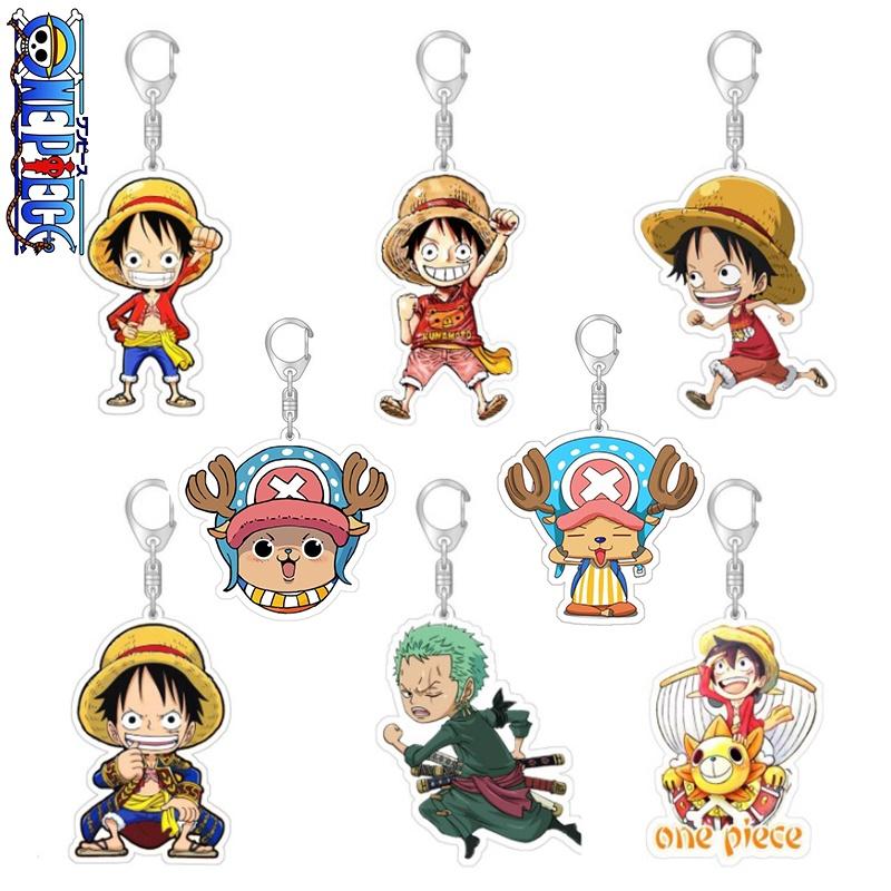One Piece Luffy Zoro Roberto Keychain Toy Bag Pendant Double Sided Acrylic Gift For Kids