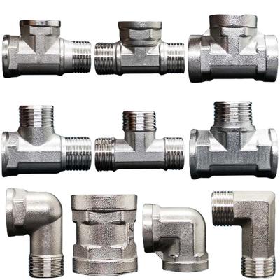 DN15 20 25 1/2" 3/4" 1" BSP Male Female Elbow  Tee 3 Ways 201 Stainless Pipe Fitting Connector Coupling Adapter Home Garden