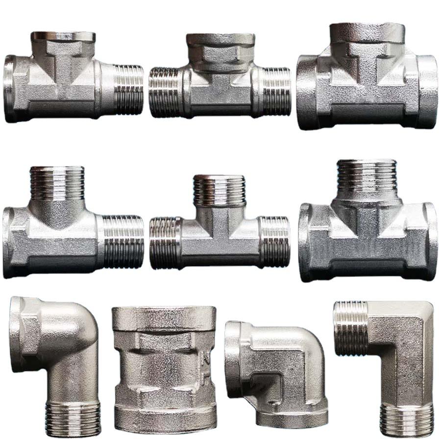 DN15 20 25 1/2" 3/4" 1" BSP Male Female Elbow Tee 3 Ways 201 Stainless Pipe Fitting Connector Coupling Adapter Home Garden