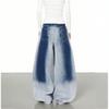 Neue Vintage-Jeans für Damen in Übergröße, Farbverlauf, gewaschen, ausgestelltes Bein, lockere Wide-Leg-Denim-Hose für Streetstyle, Herbstmode