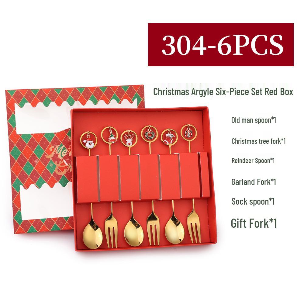 J Creative Christmas Reindeer Spoon & Fork Set - Cute Dessert & Coffee Stirring Gift