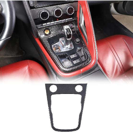 Daeiclru Real Carbon Fiber Car Interior Gear Shift Panel Trim Cover Compatible with Jaguar F-TYPE 2013-2022, Central Control Gear Shift Panel Frame
