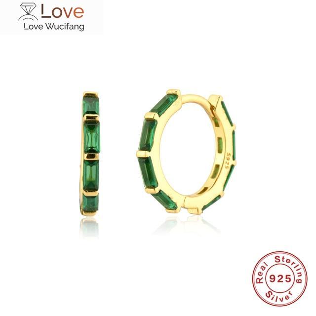 Boako 925 Sterling Silver Huggie Earrings Aros Colores For Women Green Pink Zircon Hoop Earring Piercing Pendientes Girl Gift