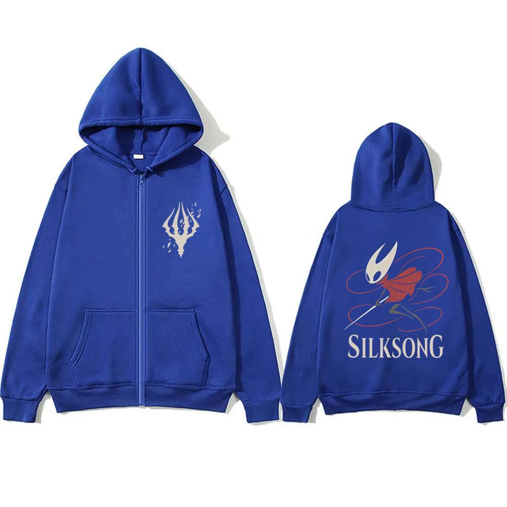 Game Hollow Knight Graphic Zipper Hoodie Men's Women's Casual Oversized Zip Up Hoodies Unisex Fashion Vintage Fleece Jacket Coat