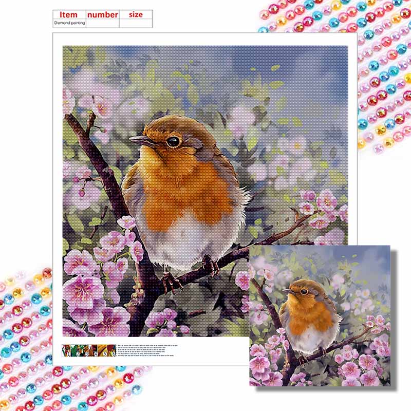 New Arrival 5D DIY Full Circle Diamond Painting "Bird on a Branch" Embroidery Cross Stitch Home Decor Gift