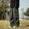 Men Cargo Pants Loose Solid Color Vintage Style Corduroy High Street Style Straight Wide Leg Multi Pockets Streetwear Outdoor Travel Trousers