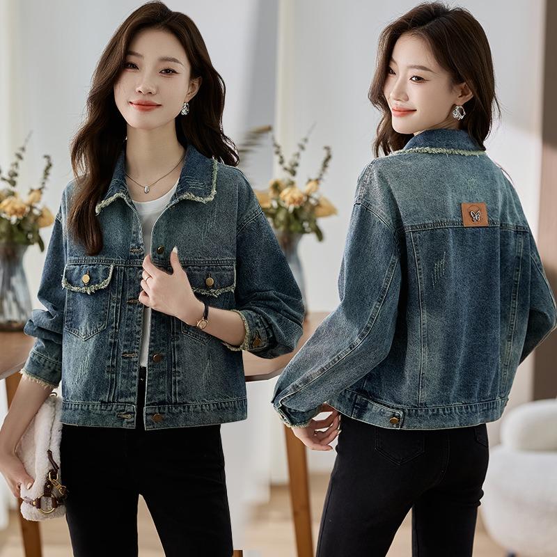 Spring and Autumn New Retro Temperament High-end Jacket Early Autumn Short Popular Top Polished Denim Jacket Women