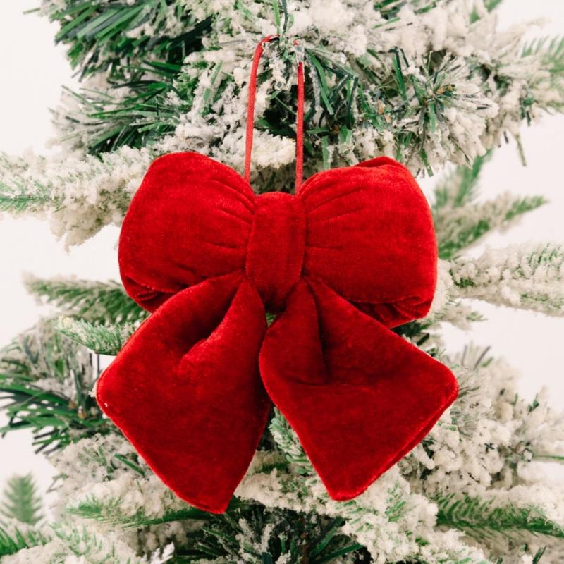 1Pc Christmas Decorations High end Velvet Bow Red Pendant Wine Red Velvet Wedding Decoration Christmas Tree Hanging Decoration