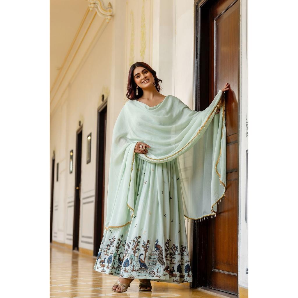 Paksiatni Desigenr Bollywood Gown Dupatta Set Indian Wedding Wear Anarkali Suit