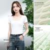 MJ STYLE Women's Square Neck Short Sleeve Slim Fit T-Shirt