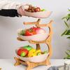 Yousheng Storage Tray with Stable Wood Frame Elegant Modern Oval Design Tray Space-Saving Organizer for Fruits Vegetables Snacks