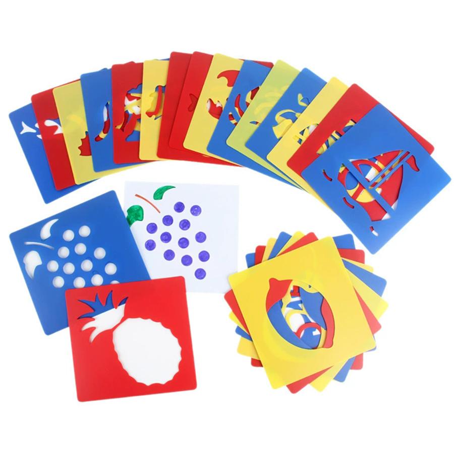 6-24Pcs Simple Cartoon Pattern Drawing Templates Art Tool for Watercolor Pen Oil Painting Pigment Chalk Home School Art Crafts