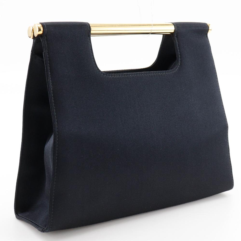 CHANEL Party bag Handbag vintage black Satin Women Used