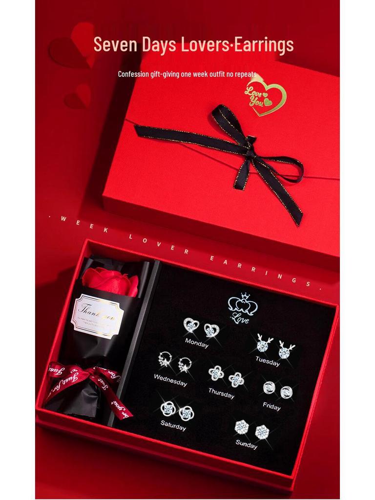 Sterling Silber 925 Ohrstecker Set - Elegant Leichter Luxus für Geburtstags- oder Weihnachtsgeschenke für Mädchen