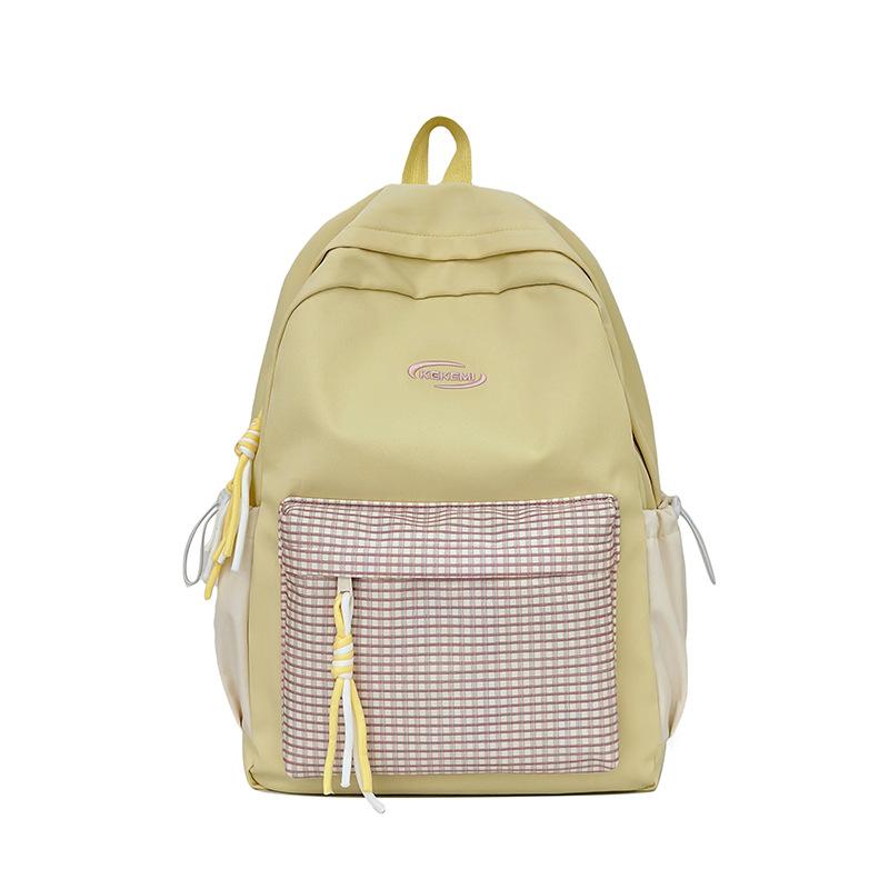 Клетчатый Панельный Рюкзак для Женщин и Мужчин Модный Школьный Дорожный Daypack с Боковыми Карманами жёлтый