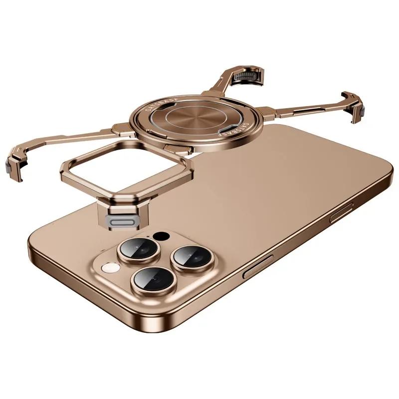 Custodia in Metallo Meccanico Oatsbasf per IPhone 15 16 Pro Max Magsafe Copertura Telefono Senza Bordi Con Supporto di Ricarica Wireless Magnetico