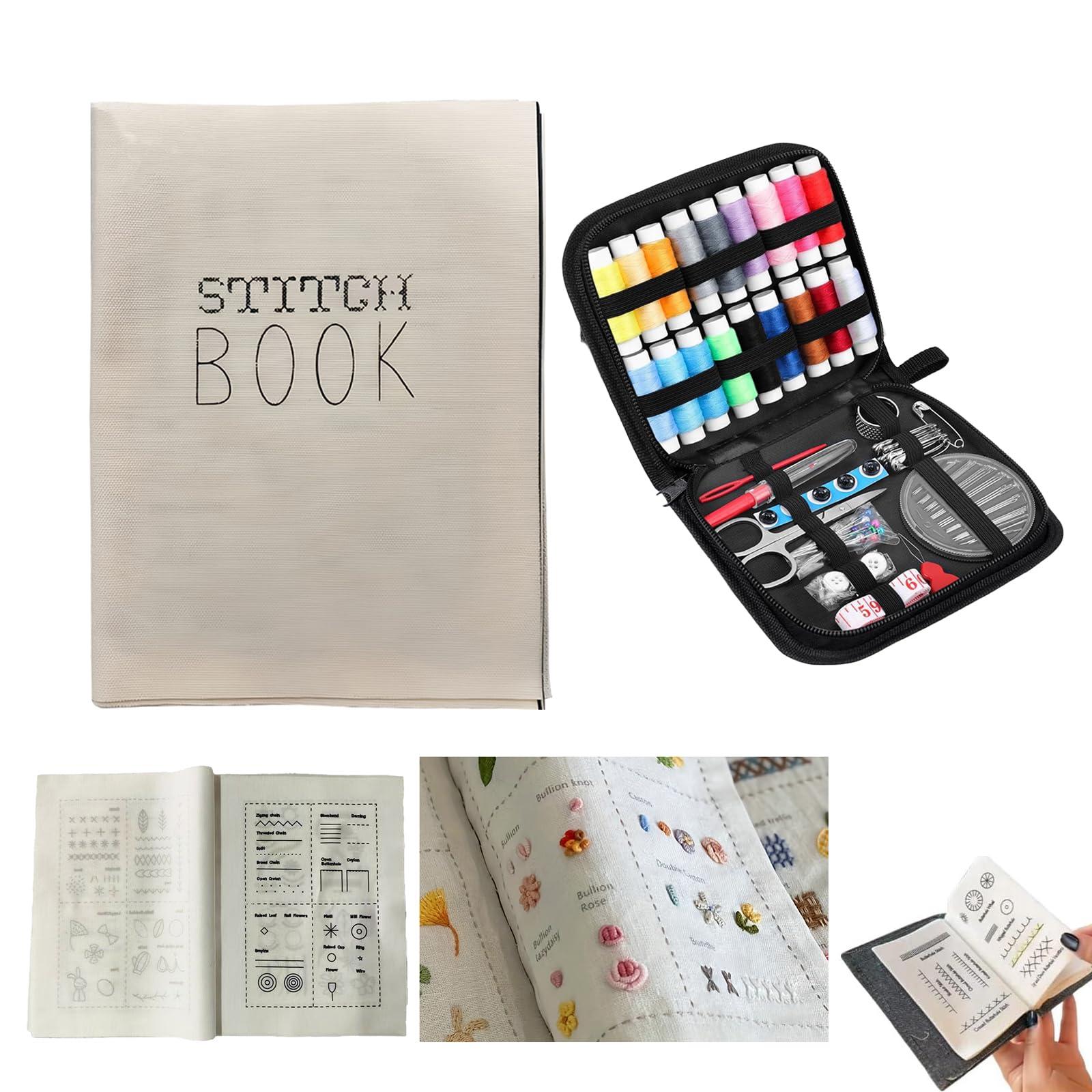 DIY Book Embroidery, Embroidery Book Kit, Sewing Patterns Guide With 86+ Patterns, 86 Unique Stitches, Tools Set,