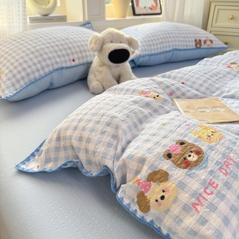 Class A Maternal And Infant Grade Cotton Double-Layer Gauze Shell Edge, Pure Cotton Quilt Cover Student Dormitory Bed