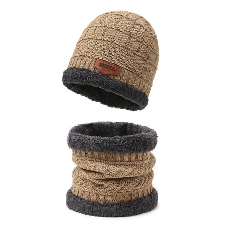 Fleece-Lined Winter Knit Hat & Touchscreen Gloves Set