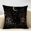 Halloween-Themed Moon And Witch Cushion Cover Durable Hypoallergenic Organic Linen Pillow Cover Washable Skin-Friendly