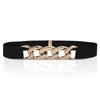 Women's Black Elastic Corset Waist Belt with Metal Chain Accessories