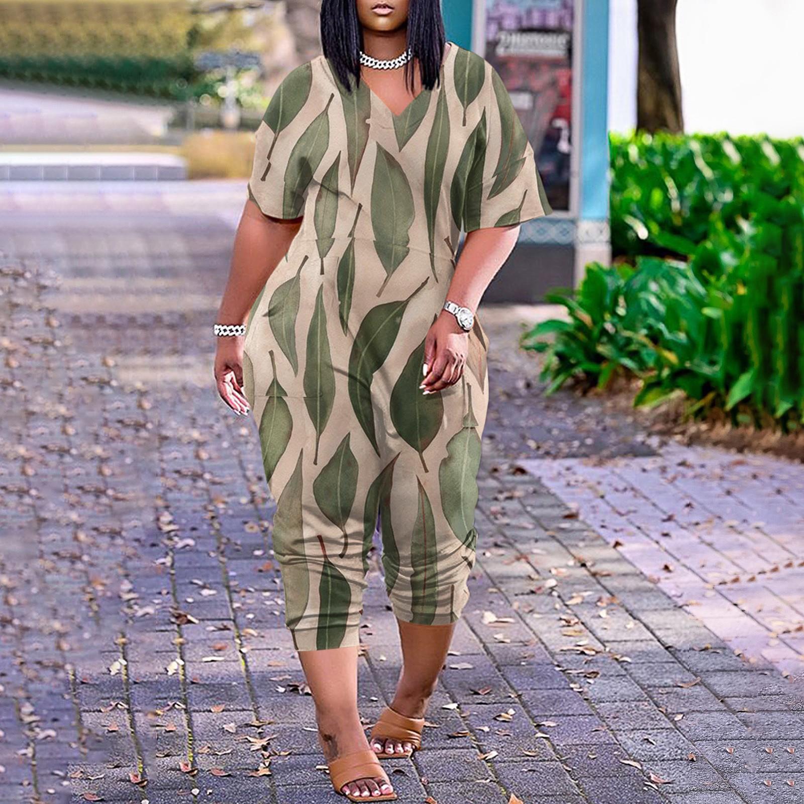 

Женские повседневные комбинезоны на молнии с V-образным вырезом и короткими рукавами больших размеров с карманами, широкие длинные комбинезоны M бежевый