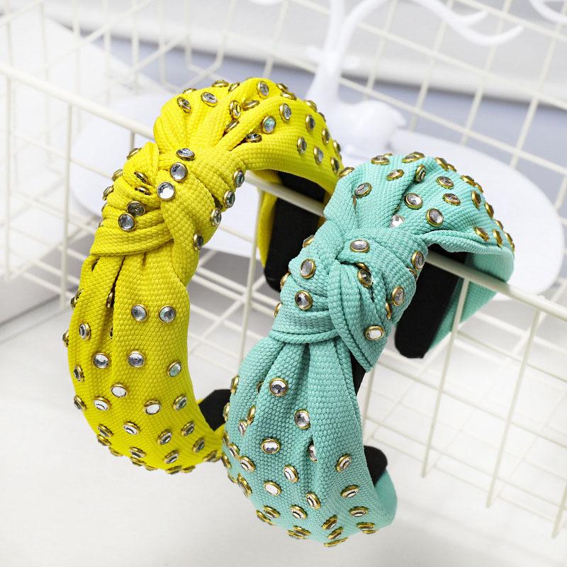 Vintage Thick Fabric With Rhinestone Knotted Hairband Knot Headband Hair Accessories Hair Jewelry