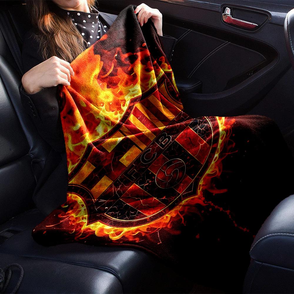 1pc FCB Flames Soft Warm Throw Blanket Nap Blanket For Couch Sofa Office Bed Camping Travel,Comfortable