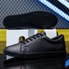 Spring Autumn Flat Mens Casual Shoes Pure Black Fashion Male Footwear Cool Young Man Street Style Soft Comfortable D038
